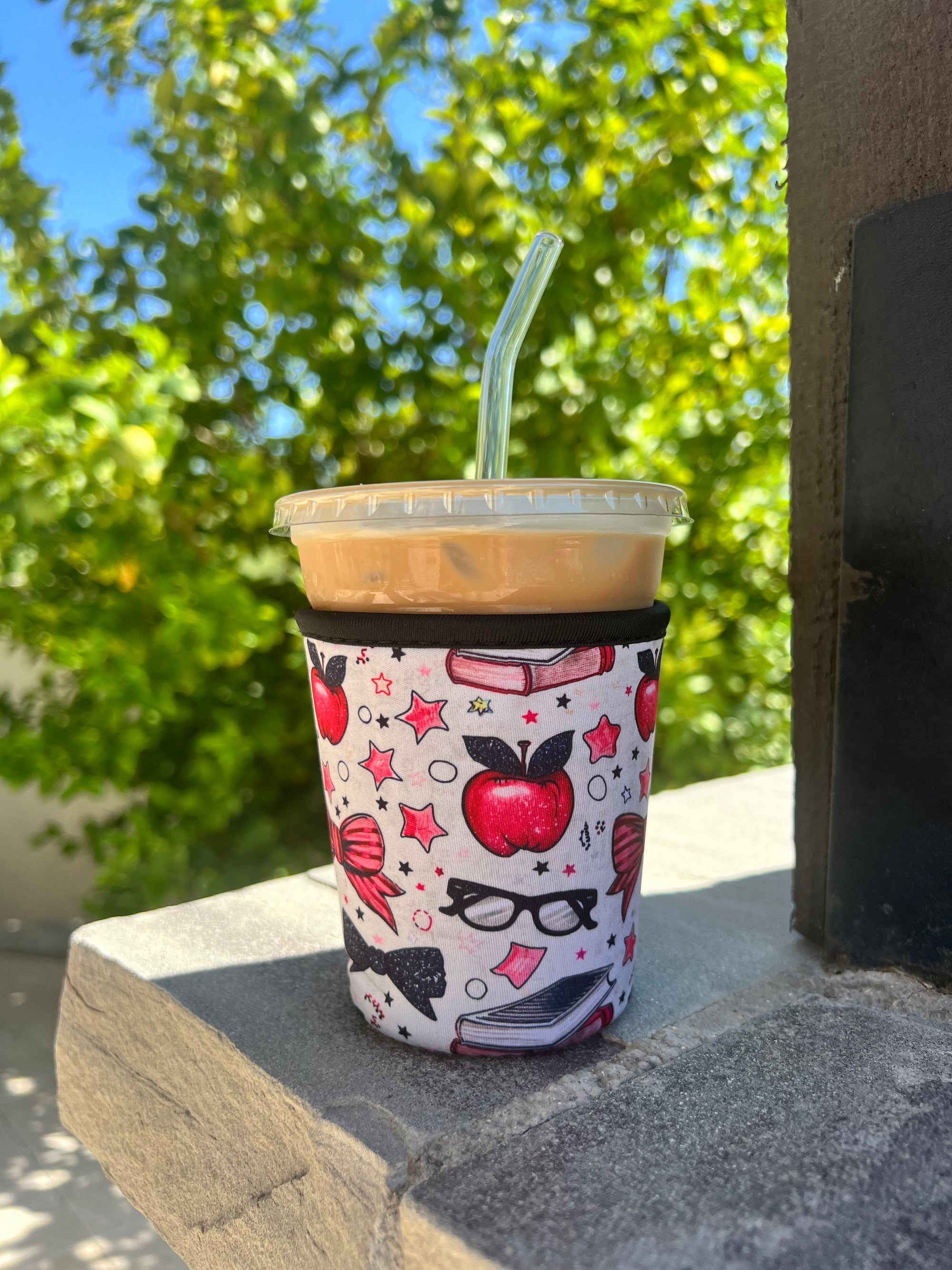 Teacher Neoprene Iced Coffee Sleeve for 16-18 oz Cups – On-the-Go Accessory to Keep Drinks Cold- Great Teacher Gift!