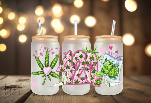 420 Cannabis Digital 16 oz Cup Wrap PNG Design