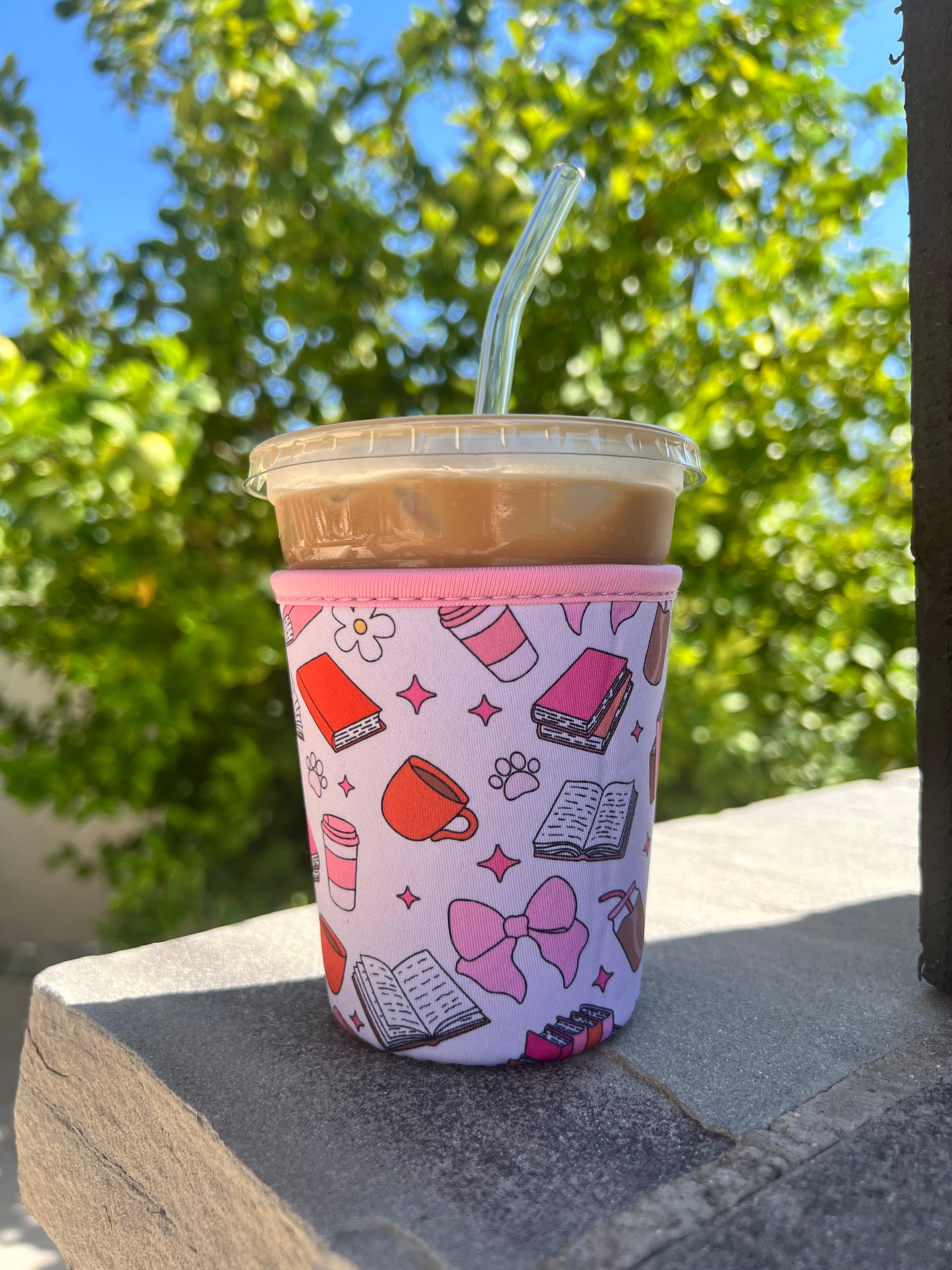 Book Lover Neoprene Iced Coffee Sleeve for 16-18 oz Cups – On-the-Go Accessory to Keep Drinks Cold- Great Stocking Stuffer!